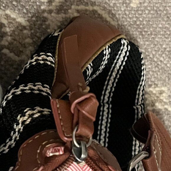 The Sak woven tote purse black white striped leather - Picture 7 of 12